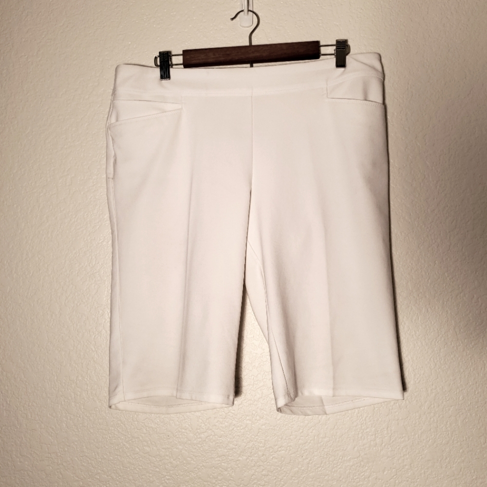 Womens White Adidas Bermuda Shorts